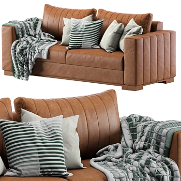 Sleek Leather Sofa 3D model image 1 