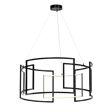 Elegant Black LED Drum Chandelier 3D model image 1 