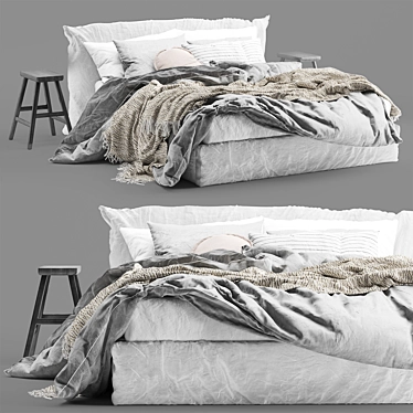 Hale Mercantile Co Linen Dream Bed 3D model image 1 