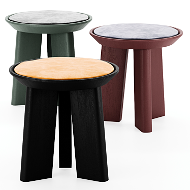 Elegant Mimi Stool in Camel Leather 3D model image 1 