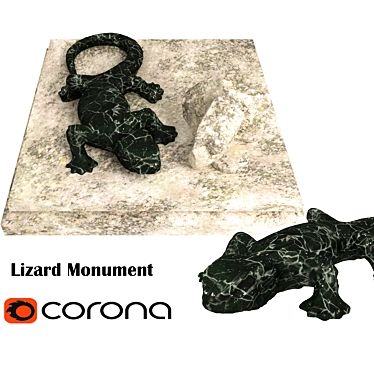 Handcrafted Boxwood Lizard Sculpture 3D model image 1 