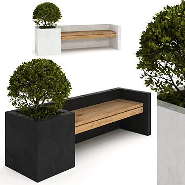 Urban Oasis Bench: Stylish Furniture with Plants 3D model image 1 