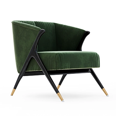 Elegant Velvet Armchair - 2 3D model image 1 