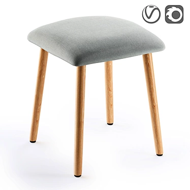 Modern Grey Square Stool Jimi 3D model image 1 