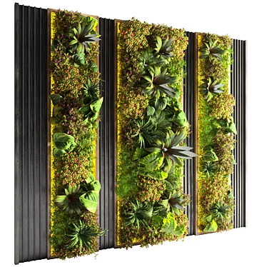 Rustic Wood Frame Vertical Garden Decor 3D model image 1 