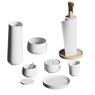 Nordic Ceramic Dish Set 3D model image 1 