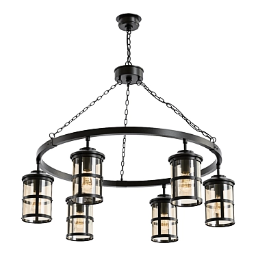 Lakehouse Outdoor Chandelier: Rustic Elegance for Your Outdoors! 3D model image 1 