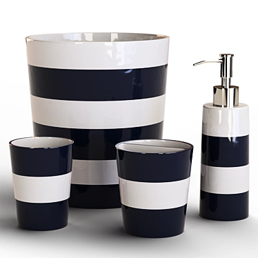 Bathroom Navy Stripe Accessories set