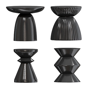 Ally: Black Mat Concrete Side Stool 3D model image 1 