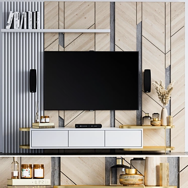 Modern TV Wall Unit Design 3D model image 1 