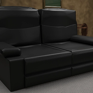 Compact Black Leather Sofa 3D model image 1 