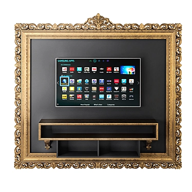 Elegant Baroque Frame TV Shelf 3D model image 1 