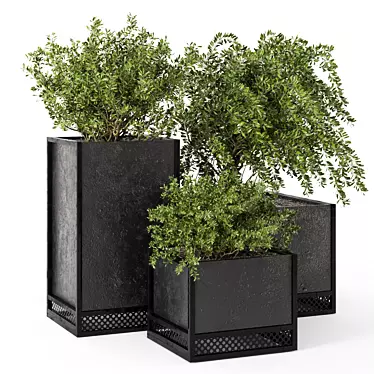 Rustic Outdoor Plant Box Set 3D model image 1 
