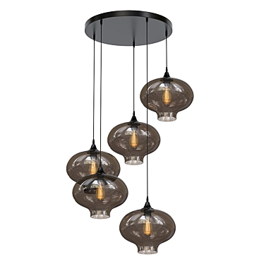 Stylish Black Round Pendant Light 3D model image 1 