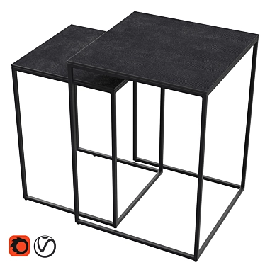 Town Coffee Table Set: Elegant Graphite Finish 3D model image 1 