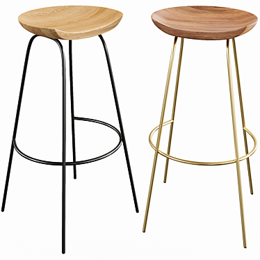 Sleek Alden Bar Stool 3D model image 1 