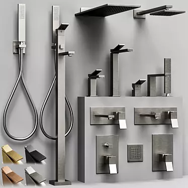 Luxurious Gessi Rettangolo K Faucet Set 3D model image 1 