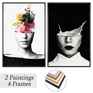 Elegant Wall Art Set with Multiple Frame Options 3D model image 1 