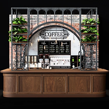 Premium Café Counter with Equipment & Décor 3D model image 1 