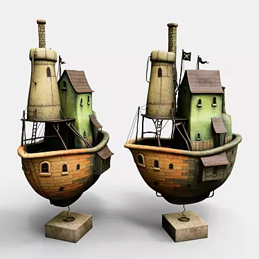 Floating Airship Diorama 3D model image 1 