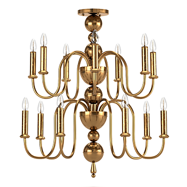 Title: Brass Art Deco Chandelier - Medium Size 3D model image 1 