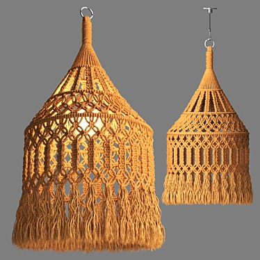 Organic Macrame Pendant: Handcrafted Elegance for Modern Spaces 3D model image 1 