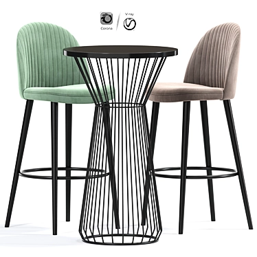 Lily Bar Stool Table: Stylish and Functional 3D model image 1 