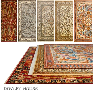 Luxurious Silk and Wool Carpets by DOVLET HOUSE - Set of 5 3D model image 1 