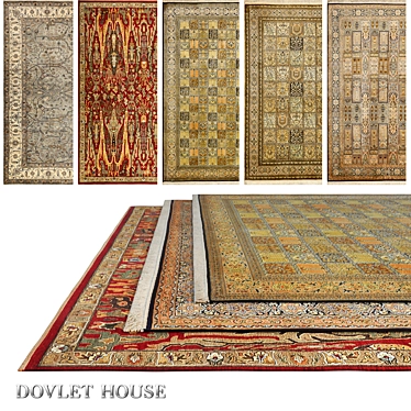 Luxurious Silk and Wool Carpets - 5 Piece Set 3D model image 1 