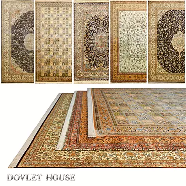 Luxury Silk Carpets by DOVLET HOUSE (5pc) 3D model image 1 