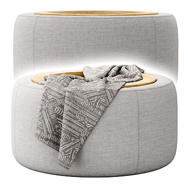 Luxurious Fabric Storage Ottoman 3D model image 1 