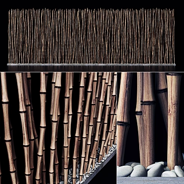 Bamboo Screen Decor N1: Thin, Long, and Natural 3D model image 1 