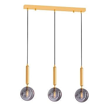 Elegant Brass Pendant with Ball Glass Shade 3D model image 1 