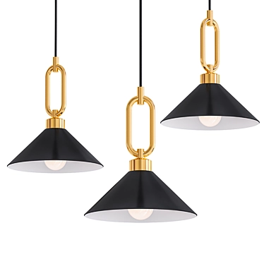 Macaron Pendant Light: Metal Shade & Oval Ring 3D model image 1 