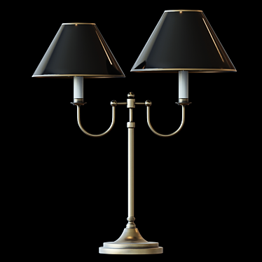 Vintage Double Flemish Desk Lamp 3D model image 1 
