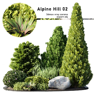 Alpine Hill 02: Stunning 3D Mountain Landscape 3D model image 1 