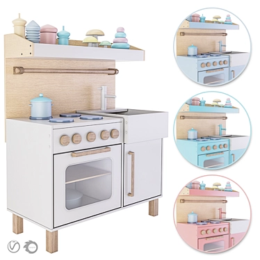 Modern Kids Play Kitchen 3D model image 1 