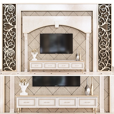 Adjustable TV Wall with Decor 3D model image 1 