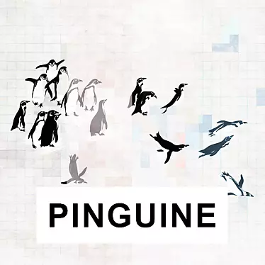 Playful Penguins: Vinyl Wallpaper Collection 3D model image 1 