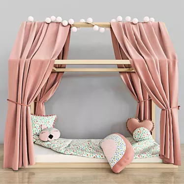 Kids Dream Bed with Pillows 3D model image 1 