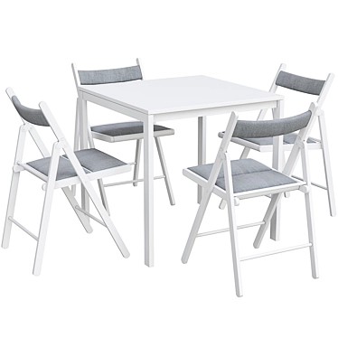Melltorp & Terje - Stylish White Table & Folding Chair 3D model image 1 