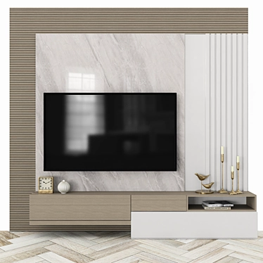 SleekTVWall Set: Modern Design 3D model image 1 