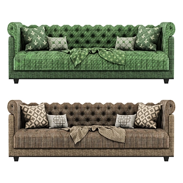 Classic Chester Sofa: Brown & Green | PBR Textured | 3D Model 3D model image 1 