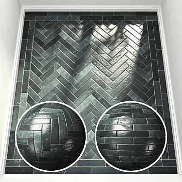 Slate Tile Patterns: Herringbone & Running Bond 3D model image 1 