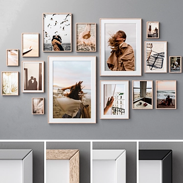 Versatile Set of 15 Photo Frames 3D model image 1 