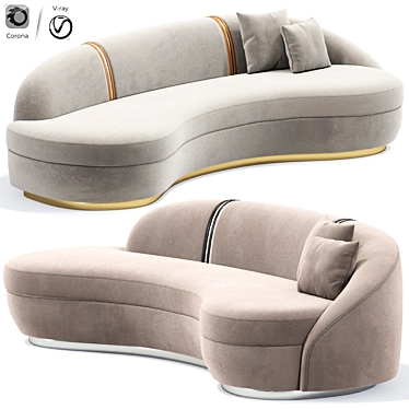 Otuim Long Curved Sofa: Sleek Design for Ultimate Comfort 3D model image 1 