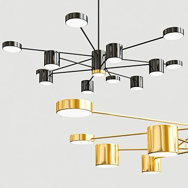 Modern 12-Light Sputnik Chandelier 3D model image 1 