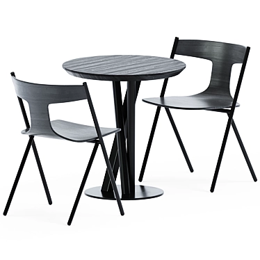 Modern Scandinavian Dining Set: Niels Table D70 & Wooden Chair Quadra 3D model image 1 