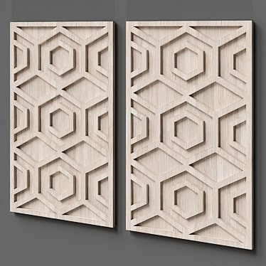 Whitewashed Hexagon Wood Art 3D model image 1 