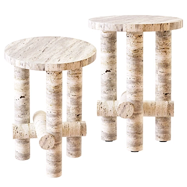 Travertine Side Tables: Elegant Ensemble by Clement Brazille 3D model image 1 